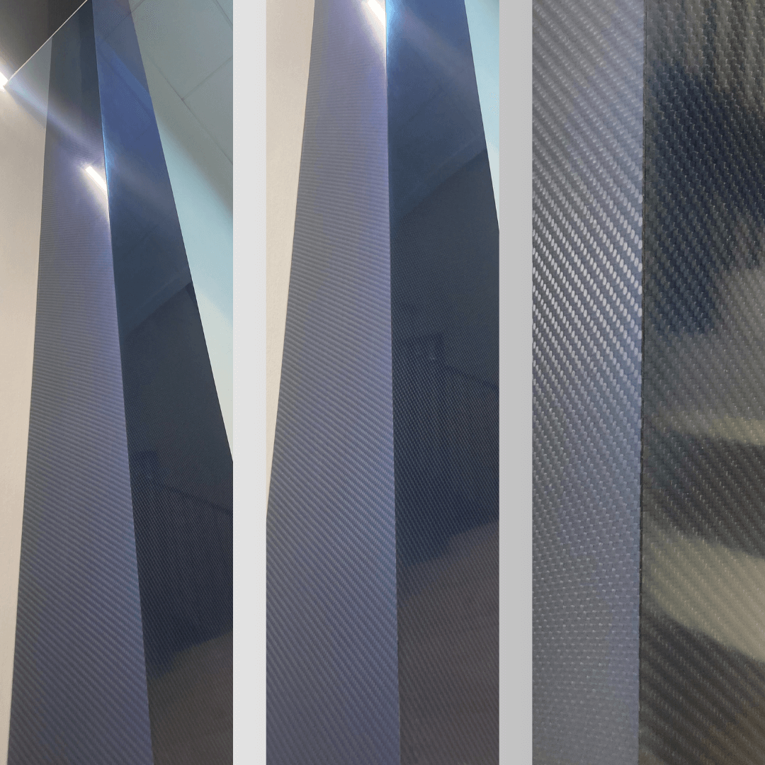 blue color carbon fiber panels effect in an office from